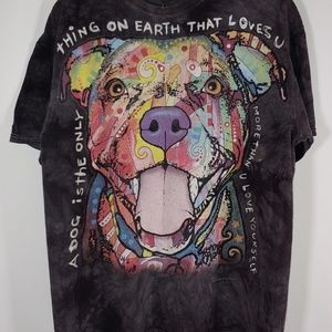 3D Tees Dean Russo Art Pitbull Tie-dye Cotton T-shirt Size Large